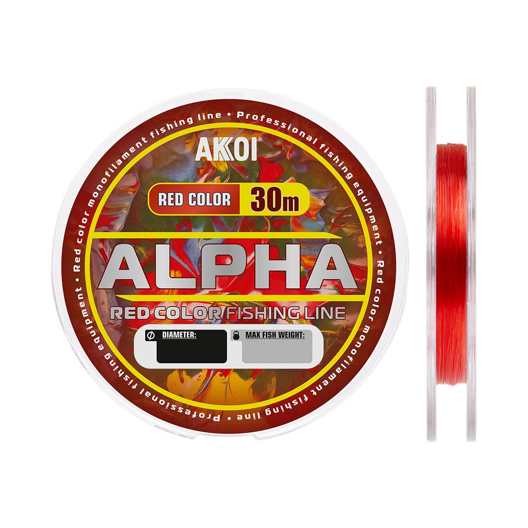 Монофильная леска AKKOI ALPHA красная (30m) ф-0,09mm, (0,96 кг) (уп 10шт)