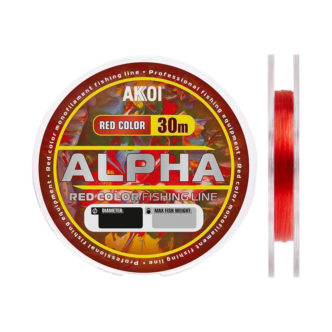 Монофильная леска AKKOI ALPHA красная (30m) ф-0,14mm, (2,45 кг) (уп 10шт)