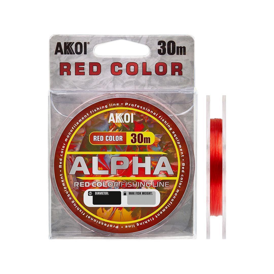 Монофильная леска AKKOI ALPHA красная (30m) ф-0,16mm, (3,10 кг) (уп 10шт)