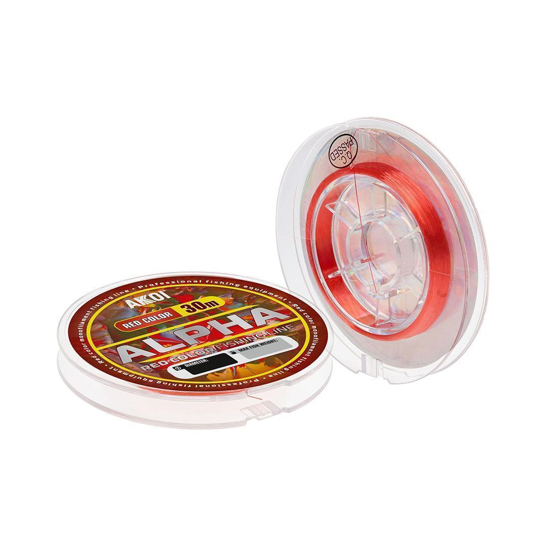 Монофильная леска AKKOI ALPHA красная (30m) ф-0,16mm, (3,10 кг) (уп 10шт)