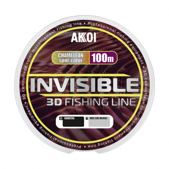 Монофильная леска AKKOI INVISIBLE 3D хамелеон (100m) ф-0,12mm (2,94 кг)