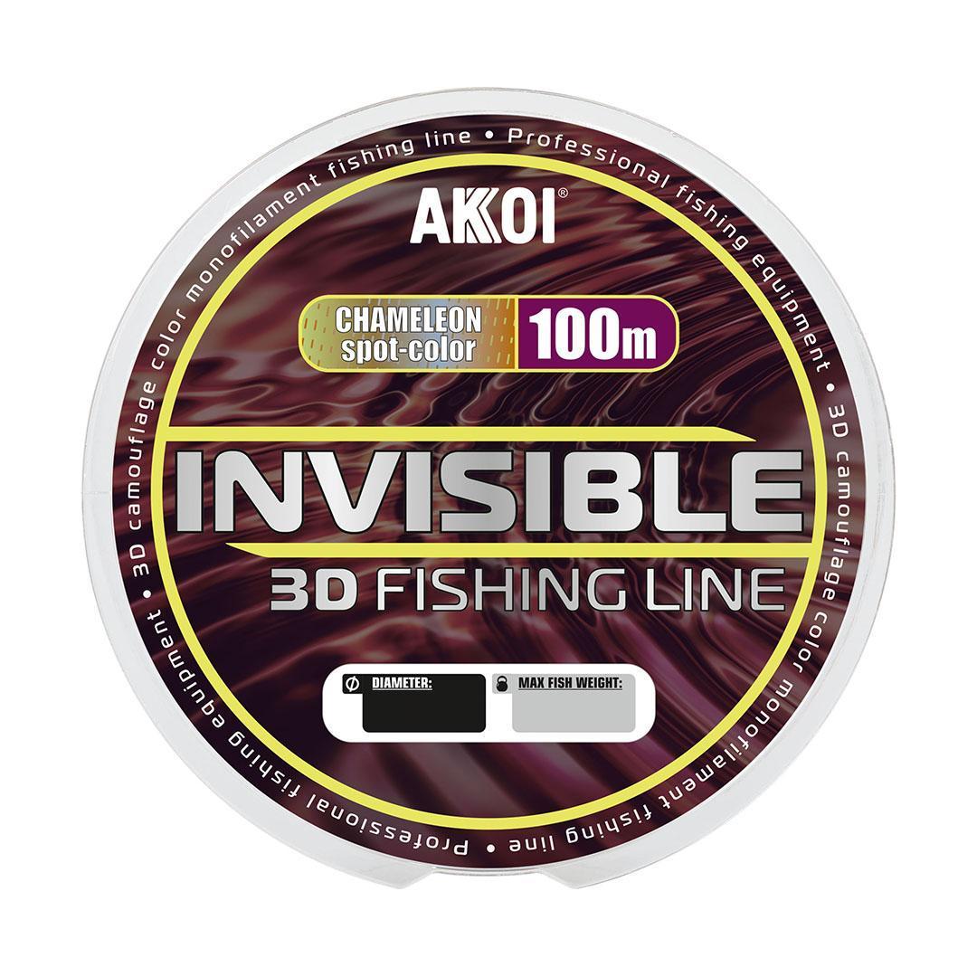 Монофильная леска AKKOI INVISIBLE 3D хамелеон (100m) ф-0,16mm (5,12 кг)