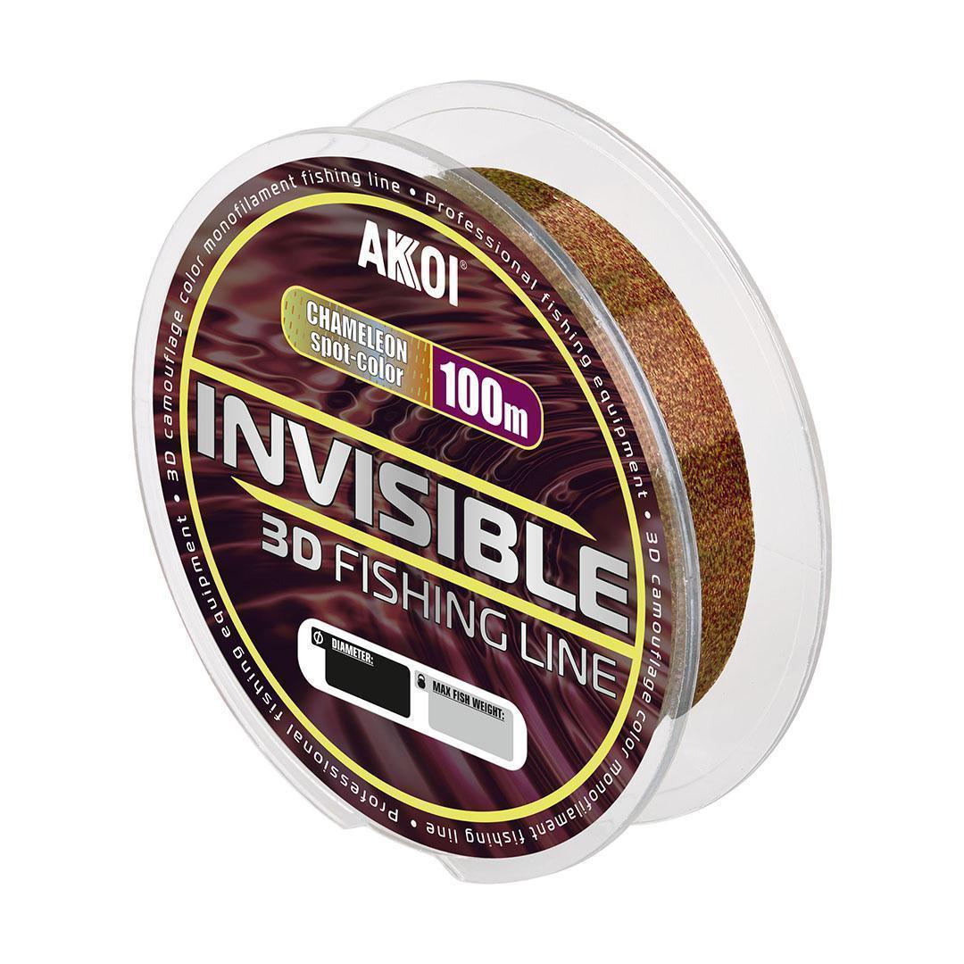 Монофильная леска AKKOI INVISIBLE 3D хамелеон (100m) ф-0,40mm (25,1 кг)