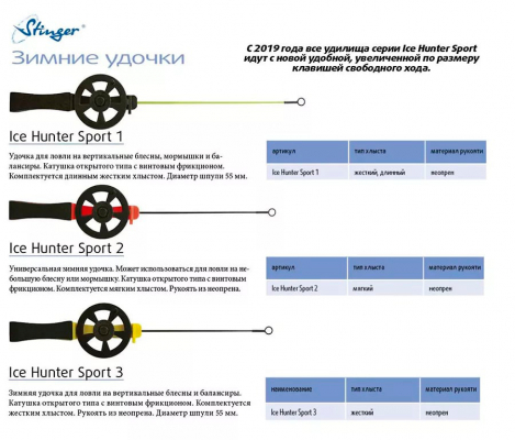 Удочка зимняя Stinger Ice Hunter Sport 6 желтая