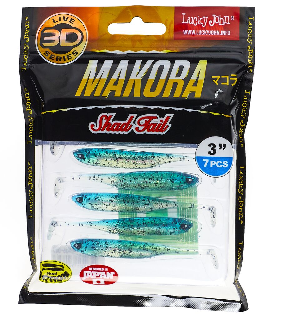 Виброхвосты LJ 3D Series MAKORA SHAD TAIL 3.0in (07,60)/002 7шт.