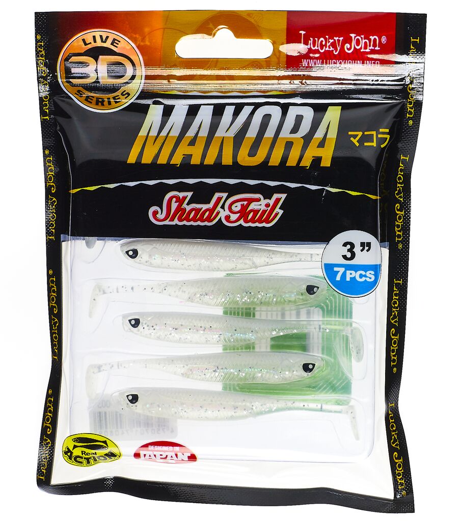 Виброхвосты LJ 3D Series MAKORA SHAD TAIL 3.0in (07,60)/003 7шт.