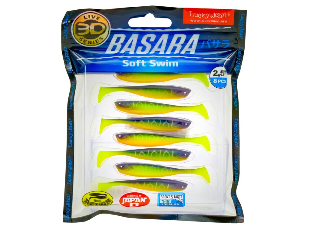 Виброхвосты LJ 3D Series BASARA SOFT SWIM 2.5in (06.35)/PG02 8шт.