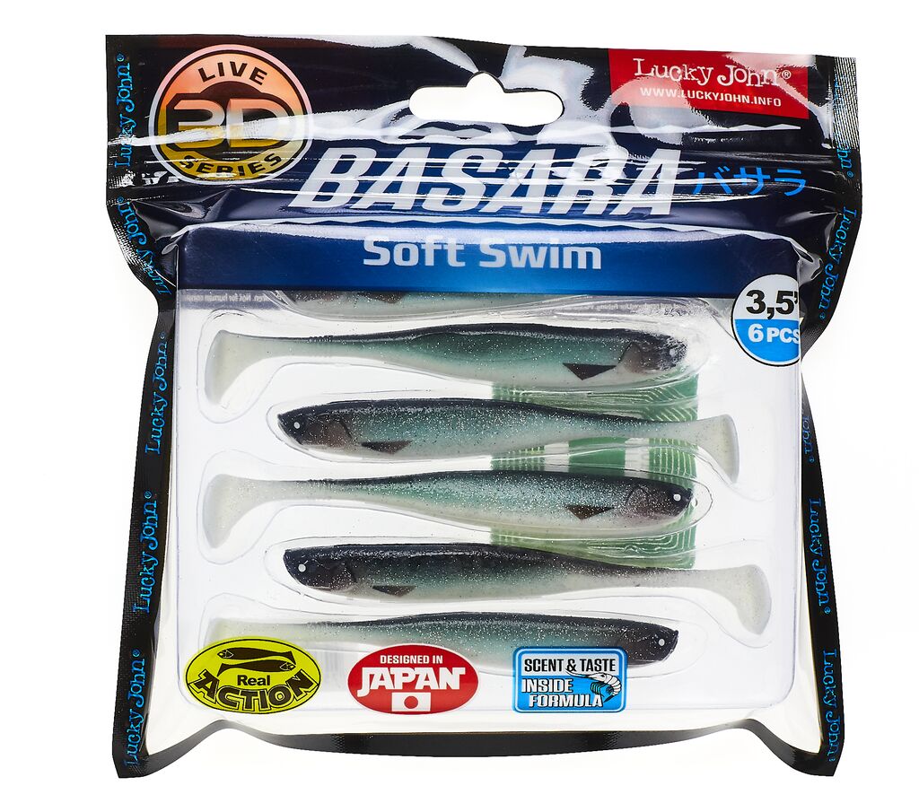 Виброхвосты LJ 3D Series BASARA SOFT SWIM 3.5in (08,89)/PG07 6шт.